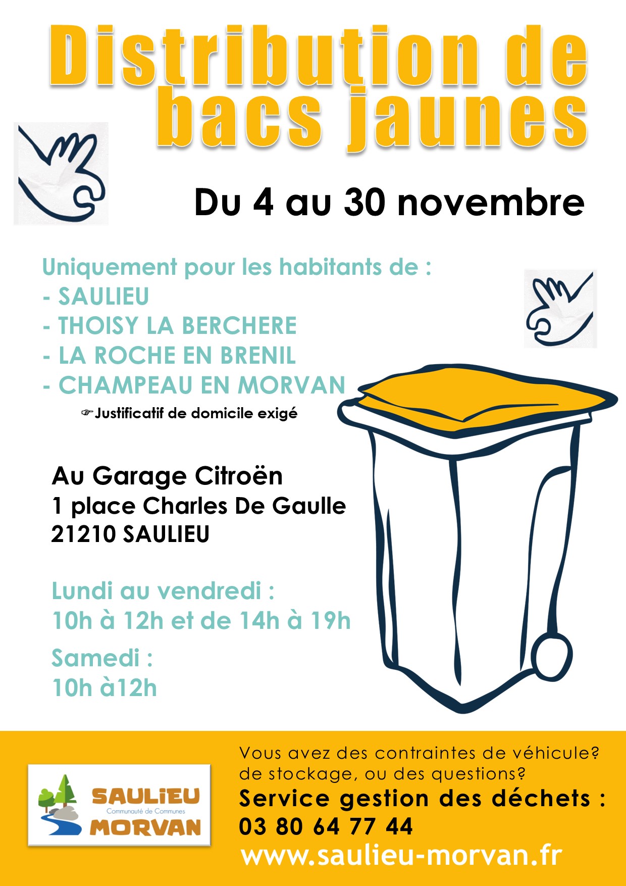 affiche distribution bacs jaunes